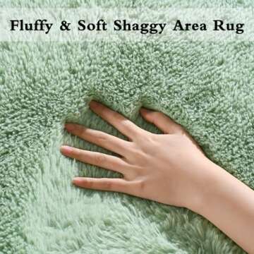 DweIke Sage Green Large Rug for Living Room, 5x8 Large Fluffy Area Rugs for Bedroom, Thick Plush Carpet for Boys Kids Girls Bedroom Decor, Non-Slip Rectangle Fluffy Big Rug for Home Decor