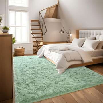 DweIke Sage Green Large Rug for Living Room, 5x8 Large Fluffy Area Rugs for Bedroom, Thick Plush Carpet for Boys Kids Girls Bedroom Decor, Non-Slip Rectangle Fluffy Big Rug for Home Decor