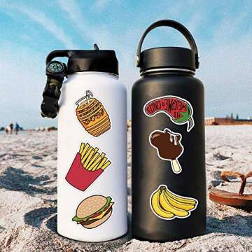 Vsco Cute Food Stickers for Water Bottles 100 Pcs Waterproof Aesthetic Trendy Stickers for Teens Kids Girls and Boys, Perfect for Laptop Notebook Tablet Phone Car Travel Extra Durable 100% Vinyl