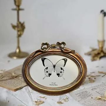 SIKOO Vintage Oval 4x6 Picture Frame Antique OrnateTabletop and Wall Hanging Photo Frame with High Definition Glass Front for Home Decor, Old-Fashioned Photo Gallery, Retro Art, Bronze Gold