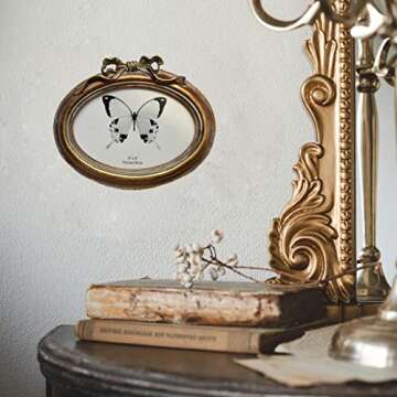 SIKOO Vintage Oval 4x6 Picture Frame Antique OrnateTabletop and Wall Hanging Photo Frame with High Definition Glass Front for Home Decor, Old-Fashioned Photo Gallery, Retro Art, Bronze Gold