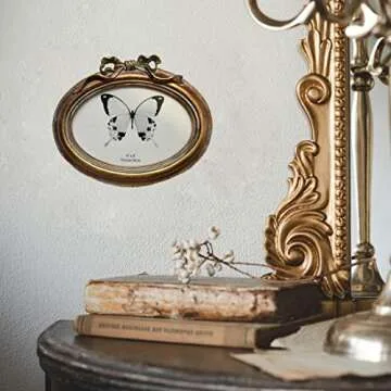 SIKOO Vintage Oval 4x6 Picture Frame Antique OrnateTabletop and Wall Hanging Photo Frame with High Definition Glass Front for Home Decor, Old-Fashioned Photo Gallery, Retro Art, Bronze Gold