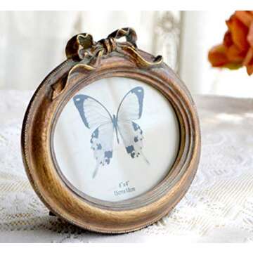 SIKOO Vintage Oval 4x6 Picture Frame Antique OrnateTabletop and Wall Hanging Photo Frame with High Definition Glass Front for Home Decor, Old-Fashioned Photo Gallery, Retro Art, Bronze Gold