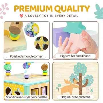 Wooden Educational Toy Activity Cube for Toddlers