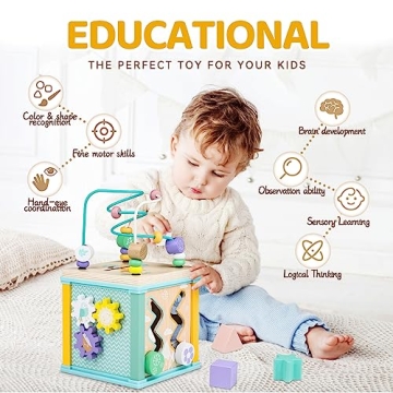 Wooden Educational Toy Activity Cube for Toddlers