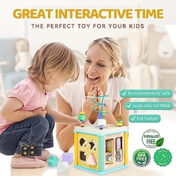 Wooden Educational Toy Activity Cube for Toddlers