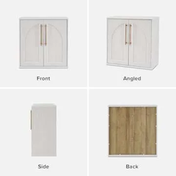 mopio Blake Storage Cabinet, Sideboard Buffet Cabinet with Storage, Small Modular Accent Display Case, Kitchen Coffee Bar Pantry Organizer, Media Console Credenza (White Oak Arched, Single)