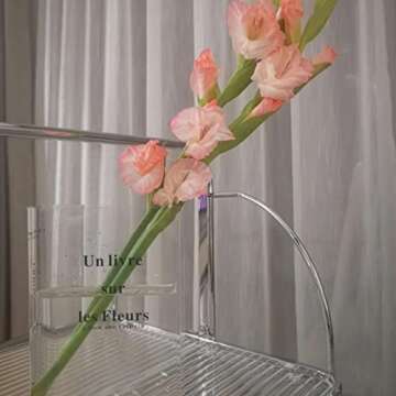 Foxmey Book Vase for Flowers, Acrylic Clear Book Vase, Book Shape Vases for Tulips, Transparent Book Vase for Bedroom Table Decoration Living Room Office, Book Shape Flower Vase Minimalist
