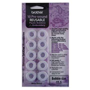 Brother PWB250 Prewound Embroidery Bobbin Thread 10 Piece, White