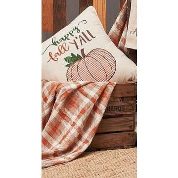 C&F Home 50" x 60" Dunmore Plaid Pumpkin Orange Plaid Woven Accent Throw Blanket with Fringe Tassels Fall Autumn Harvest Football Tailgate Cozy Home Living Room Couch Sofa Chair Bed Bedroom Decor