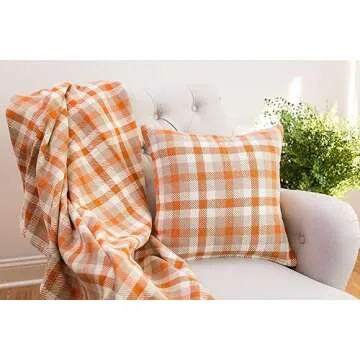 C&F Home 50" x 60" Dunmore Plaid Pumpkin Orange Plaid Woven Accent Throw Blanket with Fringe Tassels Fall Autumn Harvest Football Tailgate Cozy Home Living Room Couch Sofa Chair Bed Bedroom Decor