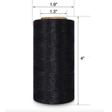 Leather Sewing Thread Stitching String - DIY Craft Flat Waxed Cord 284 Yards (Black)