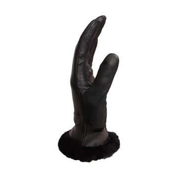 UGG Women's Leather Sheepskin Vent Gloves with Conductive Tech Palm, Black, Medium