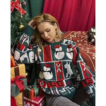 Fashionme Ugly Christmas Sweater for Women Winter Style