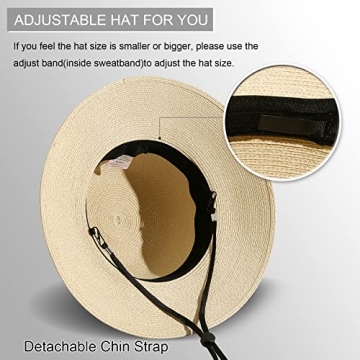 Lanzom Sun Hats for Women Wide Brim Straw Hat Summer Beach Hat Foldable Packable Cap for Travel Outdoor (Style F-Beige)