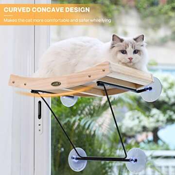 Pecute Cat Window Perch Sisal Cat Scratcher 2 in 1, Cat Hammock for Window Seat with Solid Wood Fram...