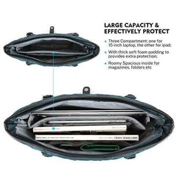 Gonex Work Tote Bags for Women,Fit 15 Inch Laptop Leather Computer Bag Blue