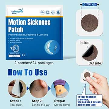 Hionfurt 48 Count Motion Sickness Patches for Cruise Airplane Car,Ear Patch for Motion Sickness(48 Count (Pack of 1))