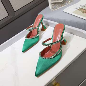 Arqa Heeled Mules - Chic Rhinestone Strappy Sandals for Women