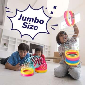 Jumbo Rainbow Spring Coil Toy - 6" Vibrant Fun for Kids