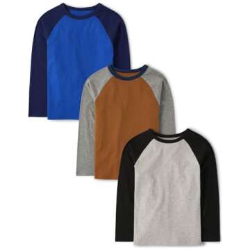 The Children's Place,Long Sleeve Knit Shirts 3-Pack,Multi Color,XLarge (14)