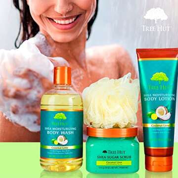 Tree Hut Shea Moisturizing Body Wash Coconut Lime, 17oz, Ultra Hydrating Body Wash for Nourishing Es...
