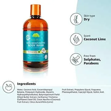 Tree Hut Shea Moisturizing Body Wash Coconut Lime, 17oz, Ultra Hydrating Body Wash for Nourishing Essential Body Care