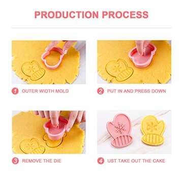 Bokzen Christmas Cookie Cutters Shapes, 6 PCS 3D Pressable Biscuit Cutters Set - Xmas Tree, Glove, R...