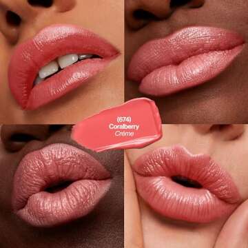 Revlon Super Lustrous Lipstick, Creamy Formula For Soft, Fuller-Looking Lips, Moisturized Feel, 674 Coral Berry, 0.15 oz