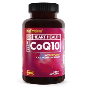 BioEmblem CoQ10 with BioPerine - 200mg Softgels, Superior Absorption - Coenzyme Q10 Antioxidant for ...