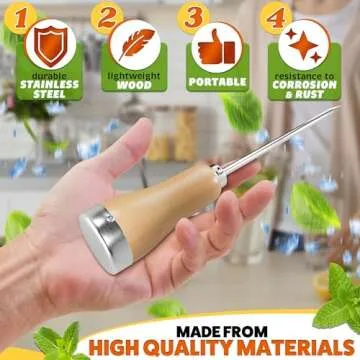 MYCRITEE Stainless Steel Wood Ice Pick for Picnics and Bars