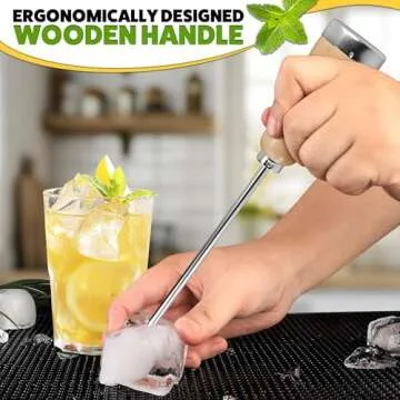 MYCRITEE Stainless Steel Wood Ice Pick for Picnics and Bars