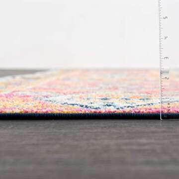 Bloom Rugs Tribal Geometric Fuchsia Yellow Runner - Perfect Boho Vintage Design for Home!