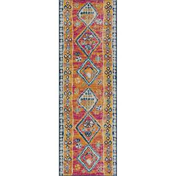 Bloom Rugs Boho Fuchsia Yellow 10 ft Runner for Everyone