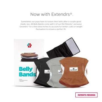 Pet Parents® Washable Belly Bands for Male Dogs (3pack) + Extendrs® of Durable Dog Diapers Male, P...