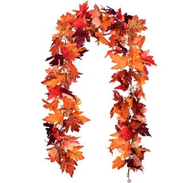 Artiflr 2 Pack Fall Maple Leaf Garland for Autumn Decor