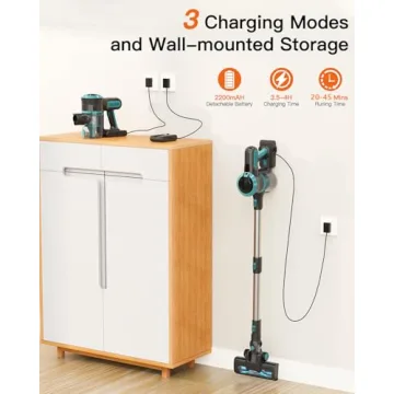 JYH Cordless Vacuum Cleaner, 25Kpa/210W Stick Cordless Vacuum with 120000 RPM High-Speed Brushless Motor, Up to 45 Mins Runtime, 4 in 1 Lightweight Upright Vacuum for Pet Hair