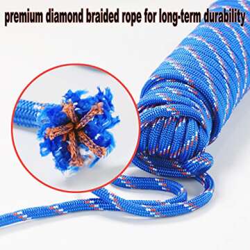 Wellmax Diamond Braid Nylon Rope 50 Feet Heavy Duty