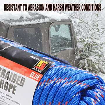 Wellmax Diamond Braid Nylon Rope 50 Feet Heavy Duty