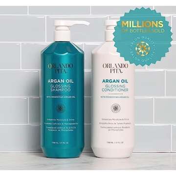 ORLANDO PITA Argan Oil Shampoo and Conditioner Set, 27 Fl Oz Value Pack- Premium Nourishing Hair Care for Men & Women - Professional Moisturizing, Anti Frizz, Hydrating Solution for Dry, Damaged Hair