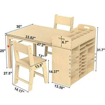 GDLF Kids Art Table and Chairs Set, Craft Desk with Large Storage and Portable Art Supply Organizer for Children Ages 8-12, 47" L x 30" W