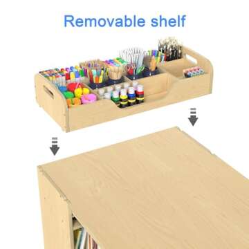GDLF Kids Art Table and Chairs Set, Craft Desk with Large Storage and Portable Art Supply Organizer for Children Ages 8-12, 47" L x 30" W