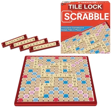 Tile Lock Scrabble by Winning Moves Games USA, Innovative Gameboard "Locks" Tiles In Place, for 2 to 4 Players, Ages 8 and Up