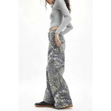 SCOFEEL Women Camo Jeans Wide Leg Denim Pants Mid Waist Baggy Jeans