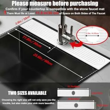 Stone Faucet Mat For Kitchen Sink, 23.6" Diatomite Quick Drying Stone Mat For Kitchen Sink, Stone Si...