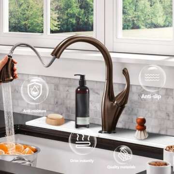 Stone Faucet Mat For Kitchen Sink, 23.6" Diatomite Quick Drying Stone Mat For Kitchen Sink, Stone Sink Splash Guard, Super Absorbent, Sink Stone Quick Dry Around Faucet For Bathroom Counter (White)