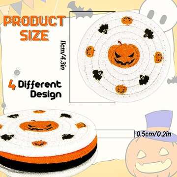Whaline 4 Pack Halloween Handmade Braided Drink Coasters Black Orange Pumpkins Witch Hats Absorbent ...