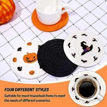 Whaline Halloween Drink Coasters - 4 Pack Stylish & Functional
