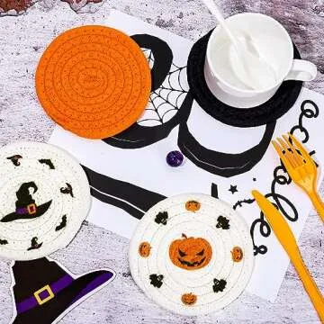 Whaline Halloween Drink Coasters - 4 Pack Stylish & Functional