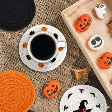 Whaline Halloween Drink Coasters - 4 Pack Stylish & Functional